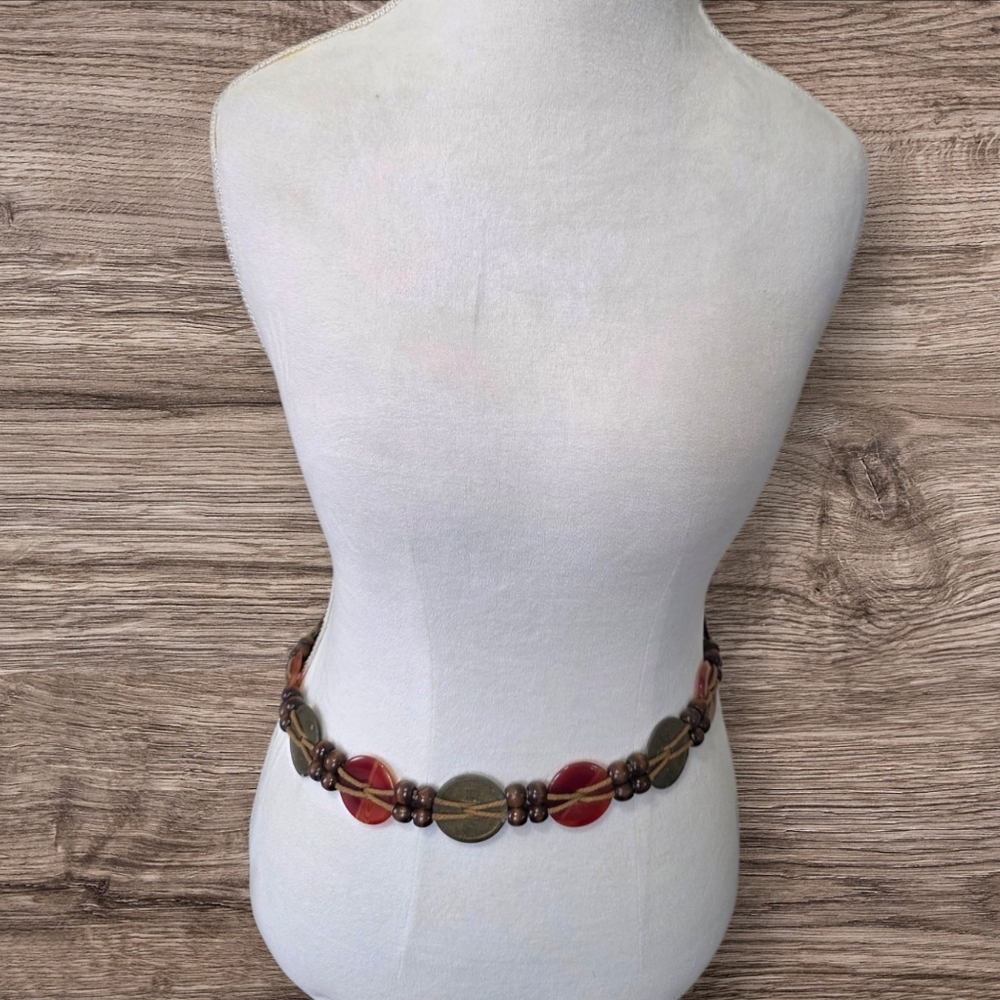 Elegant Beaded Belt - Red and Green